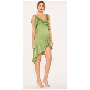 Nwtg Cinq À Sept Petunia Silk Cocktail Mini Dress Prickly Pear Ruffle Trim Sz 6